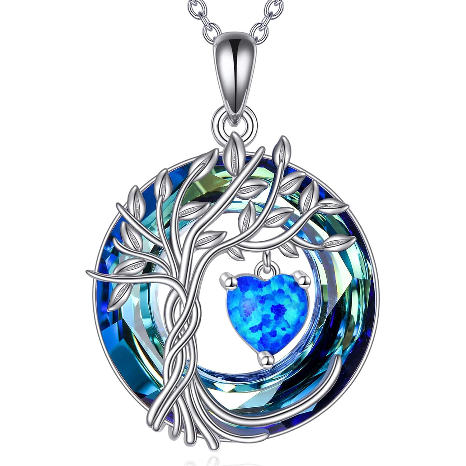 925 Sterling Silver Women's Birthstone Pendant Necklace